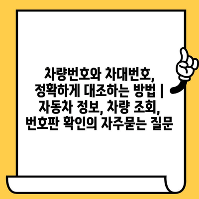 차량번호와 차대번호, 정확하게 대조하는 방법 | 자동차 정보, 차량 조회,  번호판 확인