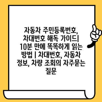 자동차 주민등록번호, 차대번호 해독 가이드| 10분 만에 똑똑하게 읽는 방법 | 차대번호, 자동차 정보, 차량 조회