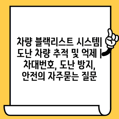 차량 블랙리스트 시스템| 도난 차량 추적 및 억제 | 차대번호, 도난 방지, 안전