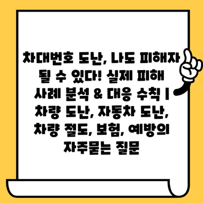 차대번호 도난, 나도 피해자 될 수 있다! 실제 피해 사례 분석 & 대응 수칙 | 차량 도난, 자동차 도난, 차량 절도, 보험, 예방