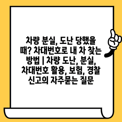 차량 분실, 도난 당했을 때? 차대번호로 내 차 찾는 방법 | 차량 도난, 분실, 차대번호 활용, 보험, 경찰 신고