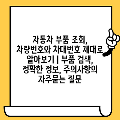 자동차 부품 조회, 차량번호와 차대번호 제대로 알아보기 | 부품 검색, 정확한 정보, 주의사항