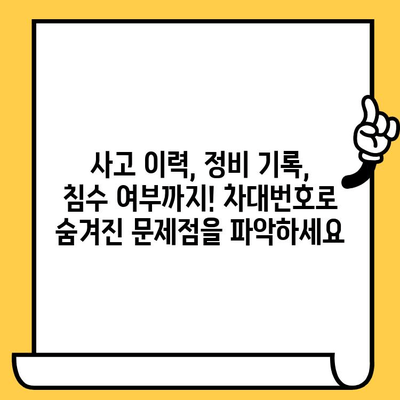 차대번호로 자동차의 숨겨진 문제를 파악하는 방법| 사고 이력, 정비 기록, 침수 여부까지 완벽 분석 | 차량 검토, 중고차 구매 가이드, 자동차 정보