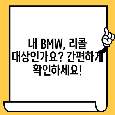 BMW 리콜 확인| 차대번호로 간편하게 내 차량 확인 | 리콜 정보, 안전 점검, 차량 조회