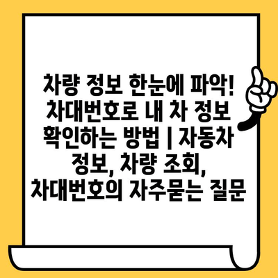 차량 정보 한눈에 파악! 차대번호로 내 차 정보 확인하는 방법 | 자동차 정보, 차량 조회, 차대번호