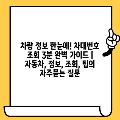 차량 정보 한눈에! 차대번호 조회 3분 완벽 가이드 | 자동차, 정보, 조회, 팁