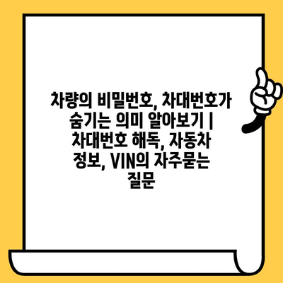 차량의 비밀번호, 차대번호가 숨기는 의미 알아보기 | 차대번호 해독, 자동차 정보, VIN
