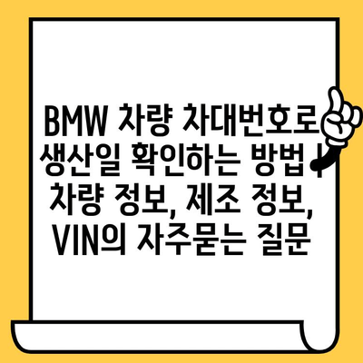 BMW 차량 차대번호로 생산일 확인하는 방법 | 차량 정보, 제조 정보, VIN