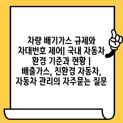 차량 배기가스 규제와 차대번호 제어| 국내 자동차 환경 기준과 현황 | 배출가스, 친환경 자동차, 자동차 관리