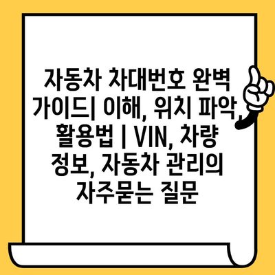 자동차 차대번호 완벽 가이드| 이해, 위치 파악, 활용법 | VIN, 차량 정보, 자동차 관리