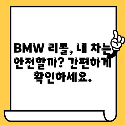 BMW 리콜 확인| 차대번호로 내 차량 리콜 여부 간편하게 확인하는 방법 | 리콜 정보, 안전 점검, 차량 조회