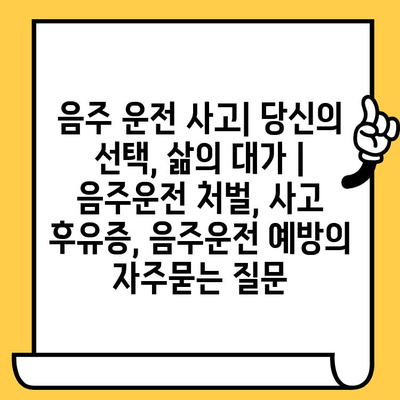 음주 운전 사고| 당신의 선택, 삶의 대가 | 음주운전 처벌, 사고 후유증, 음주운전 예방