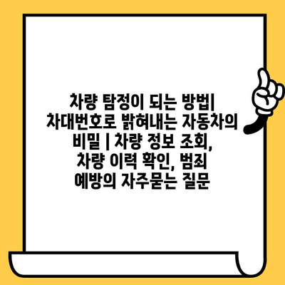 차량 탐정이 되는 방법| 차대번호로 밝혀내는 자동차의 비밀 | 차량 정보 조회, 차량 이력 확인, 범죄 예방