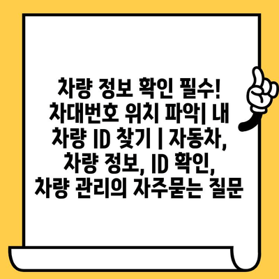 차량 정보 확인 필수! 차대번호 위치 파악| 내 차량 ID 찾기 | 자동차, 차량 정보, ID 확인, 차량 관리
