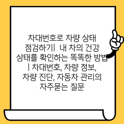 차대번호로 차량 상태 점검하기|  내 차의 건강 상태를 확인하는 똑똑한 방법 | 차대번호, 차량 정보, 차량 진단, 자동차 관리