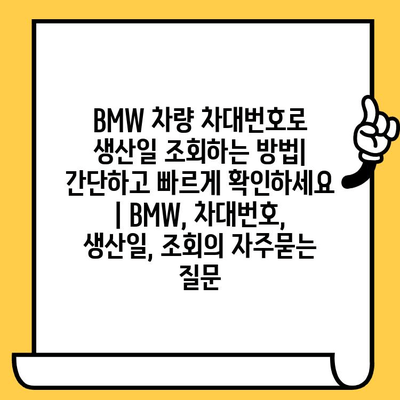 BMW 차량 차대번호로 생산일 조회하는 방법| 간단하고 빠르게 확인하세요 | BMW, 차대번호, 생산일, 조회