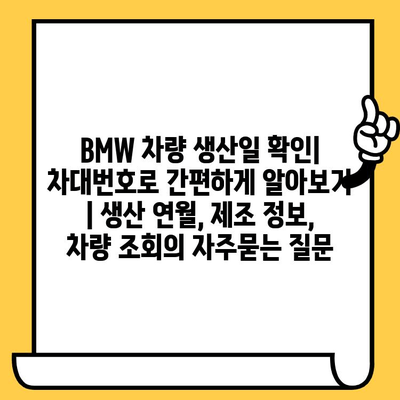 BMW 차량 생산일 확인| 차대번호로 간편하게 알아보기 | 생산 연월, 제조 정보, 차량 조회