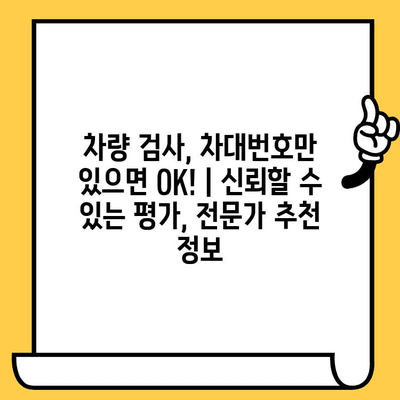 차량 검사, 차대번호만 있으면 OK! | 신뢰할 수 있는 평가, 전문가 추천 정보