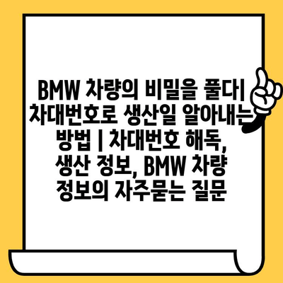 BMW 차량의 비밀을 풀다| 차대번호로 생산일 알아내는 방법 | 차대번호 해독, 생산 정보, BMW 차량 정보