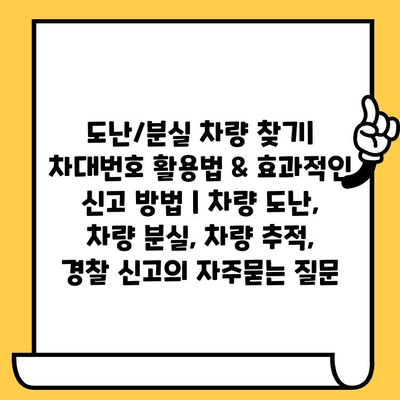 도난/분실 차량 찾기| 차대번호 활용법 & 효과적인 신고 방법 | 차량 도난, 차량 분실, 차량 추적, 경찰 신고