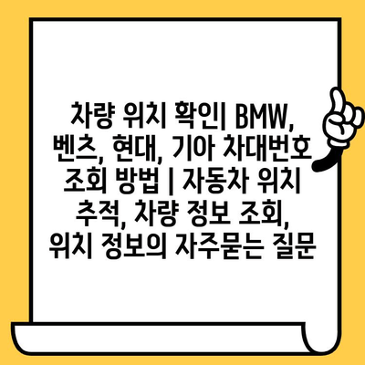 차량 위치 확인| BMW, 벤츠, 현대, 기아 차대번호 조회 방법 | 자동차 위치 추적, 차량 정보 조회, 위치 정보