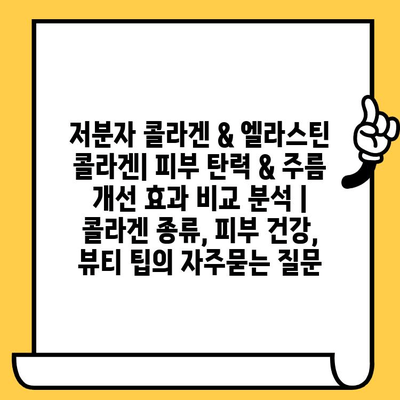 저분자 콜라겐 & 엘라스틴 콜라겐| 피부 탄력 & 주름 개선 효과 비교 분석 | 콜라겐 종류, 피부 건강, 뷰티 팁