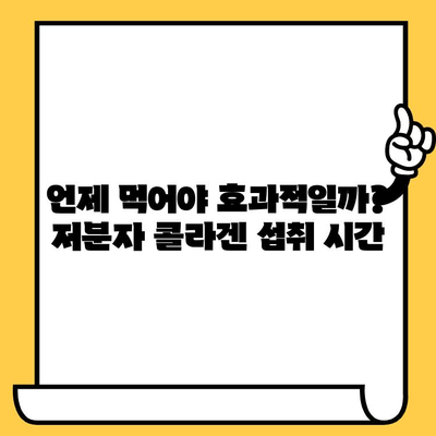 저분자 콜라겐| 피부 건강을 위한 섭취 가이드 | 콜라겐, 피부 탄력, 주름 개선, 섭취 시간, 효과