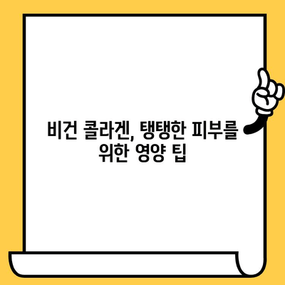 식물성 비건 콜라겐| 피부 건강을 위한 새로운 선택 | 비건 콜라겐, 피부 미용, 영양 팁