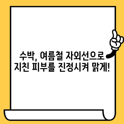 수박의 피부 건강 효능| 환한 빛을 되찾는 비밀 | 수분 공급, 콜라겐 생성, 맑은 피부, 여름철 피부 관리