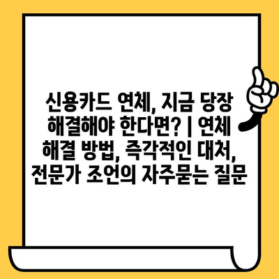 신용카드 연체, 지금 당장 해결해야 한다면? | 연체 해결 방법, 즉각적인 대처, 전문가 조언