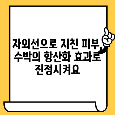 수박의 놀라운 효능| 피부 건강을 위한 달콤한 비밀 | 수박, 피부 미용, 수분 공급, 항산화 효과