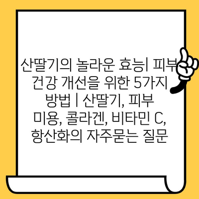 산딸기의 놀라운 효능| 피부 건강 개선을 위한 5가지 방법 | 산딸기, 피부 미용, 콜라겐, 비타민 C, 항산화