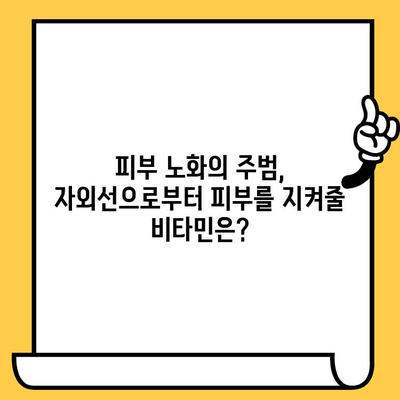 안티에이징 비타민| 피부 건강을 지키는 비타민 | 피부 노화 방지, 콜라겐 생성, 비타민 종류, 효능, 추천