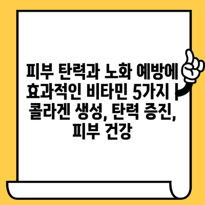 피부 탄력과 노화 예방에 효과적인 비타민 5가지 | 콜라겐 생성, 탄력 증진, 피부 건강