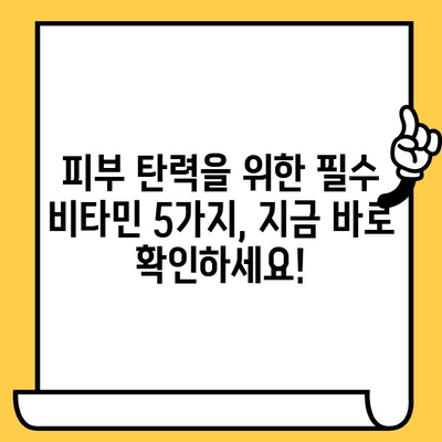 피부 탄력과 노화 예방에 효과적인 비타민 5가지 | 콜라겐 생성, 탄력 증진, 피부 건강