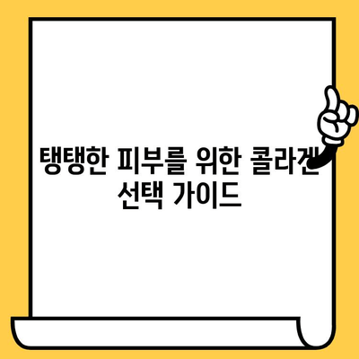 콜라겐 추천 효과 & 피부 건강 활용 가이드| 탱탱한 피부를 위한 콜라겐 선택 및 활용법 | 콜라겐, 피부 관리, 탄력, 주름 개선, 섭취 방법