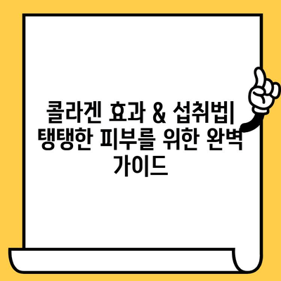 콜라겐 효과 & 섭취법| 탱탱한 피부를 위한 완벽 가이드 | 피부 건강, 콜라겐 보충, 섭취 방법, 콜라겐 부족