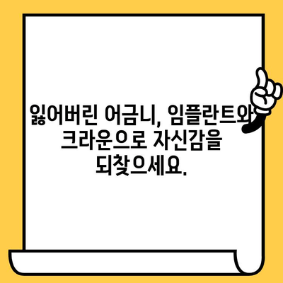 부러진 어금니 임플란트, 크라운 보철로 완벽하게 회복하세요! | 임플란트, 크라운, 치과, 보철, 치료