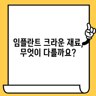 임플란트 크라운 재료 종류별 특징 비교| 나에게 맞는 최적의 선택은? | 임플란트, 크라운, 재료, 비교, 장단점