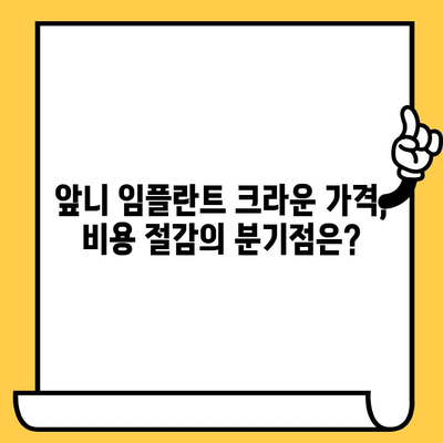 앞니 임플란트 크라운 가격, 이 정도면 저렴한 거야? | 앞니 임플란트, 크라운 가격, 비용, 분기점, 가격 비교