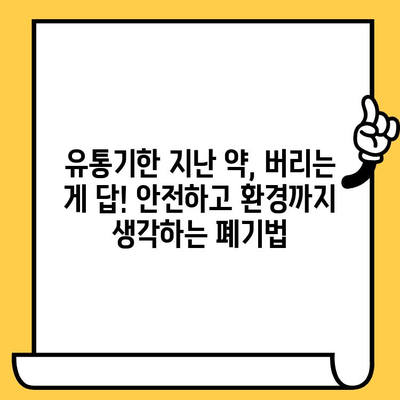 처방약 유통기한 지났을 때, 안전하게 폐기하는 방법 | 약물폐기, 환경보호, 안전 팁