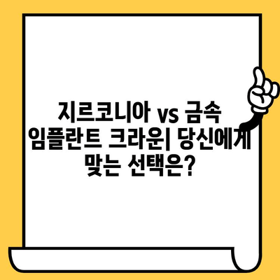 지르코니아 vs 금속 임플란트 크라운| 나에게 맞는 선택은? | 임플란트 종류, 장단점 비교, 가격, 주의사항