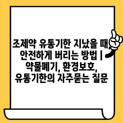 조제약 유통기한 지났을 때, 안전하게 버리는 방법 | 약물폐기, 환경보호, 유통기한