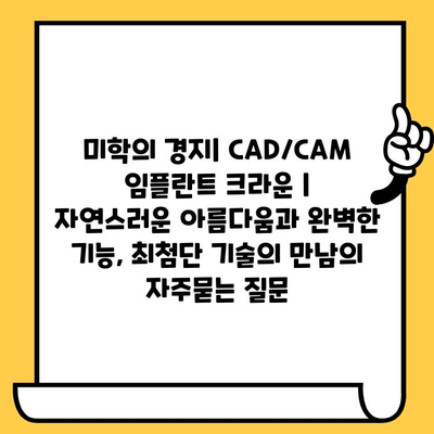 미학의 경지| CAD/CAM 임플란트 크라운 | 자연스러운 아름다움과 완벽한 기능, 최첨단 기술의 만남