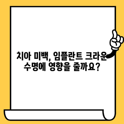 임플란트 크라운 수명 연장, 치아 미백으로 가능할까요? | 임플란트, 크라운, 치아 미백, 수명 연장, 관리 팁