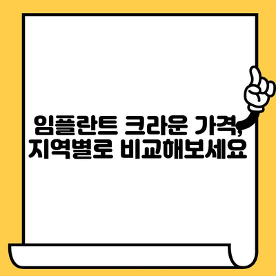 임플란트 치료 후 크라운 가격| 지역별, 종류별 상세 가이드 | 임플란트, 크라운, 비용, 가격 정보
