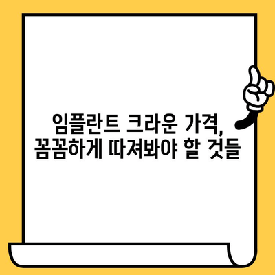 임플란트 치료 후 크라운 가격| 지역별, 종류별 상세 가이드 | 임플란트, 크라운, 비용, 가격 정보