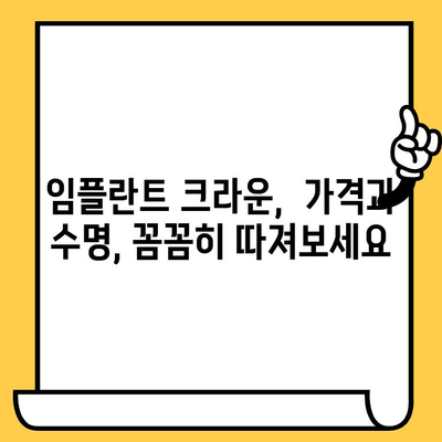 임플란트 크라운 장단점 비교분석| 장수명과 비용, 무엇을 선택해야 할까요? | 임플란트, 크라운, 치과, 가격, 수명