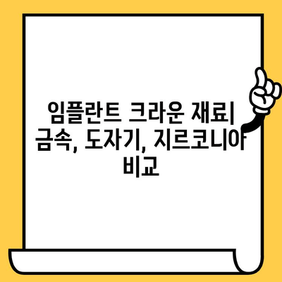 임플란트 크라운 재료 가격 비교| 금속 vs 도자기 vs 지르코니아 | 장단점, 가격 정보, 선택 가이드