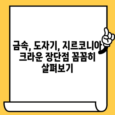 임플란트 크라운 재료 가격 비교| 금속 vs 도자기 vs 지르코니아 | 장단점, 가격 정보, 선택 가이드